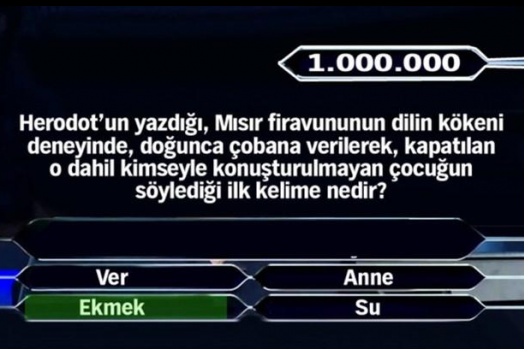 Kim Milyoner Olmak İster Yarışmasında Sorulan 11 Tane 1 Milyonluk Soru ve Cevabı 10