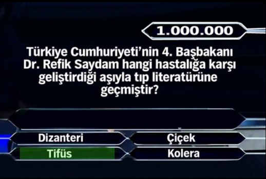 Kim Milyoner Olmak İster Yarışmasında Sorulan 11 Tane 1 Milyonluk Soru ve Cevabı 5