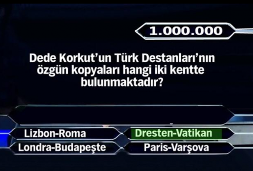 Kim Milyoner Olmak İster Yarışmasında Sorulan 11 Tane 1 Milyonluk Soru ve Cevabı 6