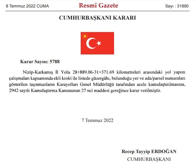 Acele Kamulaştırma Kararları Resmi Gazete'de Yayımlandı! Cumhurbaşkanı Erdoğan'ın Kararı İle Bu İllerdeki Bazı Taşınmazlar Kamulaştırılıyor! 3