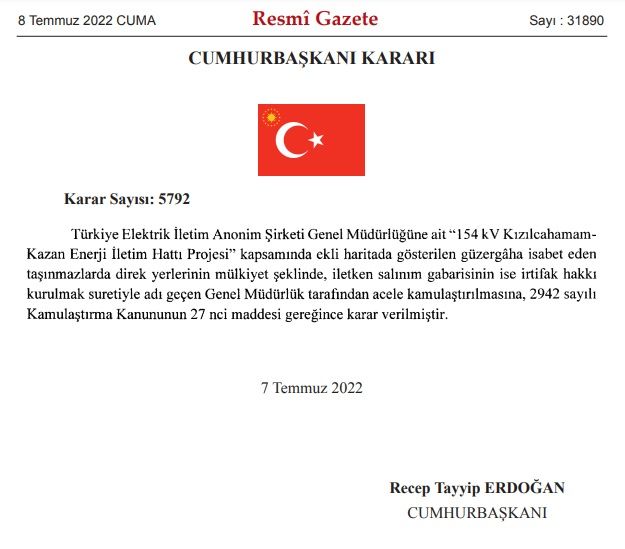 Acele Kamulaştırma Kararları Resmi Gazete'de Yayımlandı! Cumhurbaşkanı Erdoğan'ın Kararı İle Bu İllerdeki Bazı Taşınmazlar Kamulaştırılıyor! 4