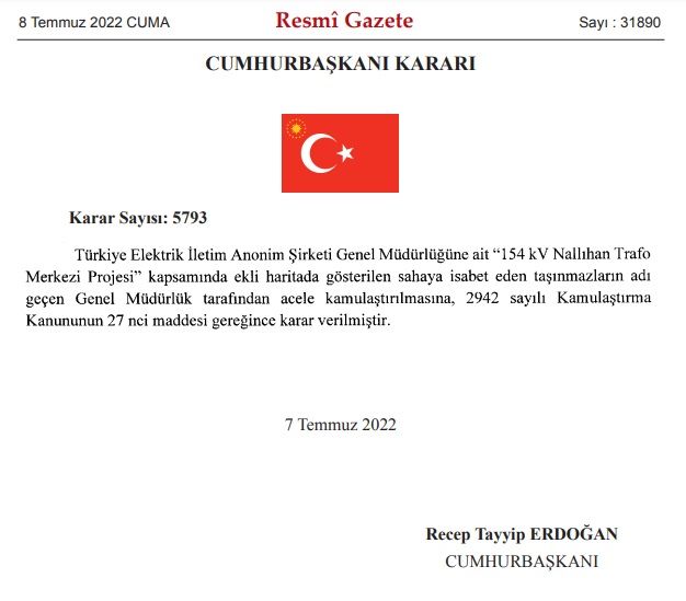 Acele Kamulaştırma Kararları Resmi Gazete'de Yayımlandı! Cumhurbaşkanı Erdoğan'ın Kararı İle Bu İllerdeki Bazı Taşınmazlar Kamulaştırılıyor! 5