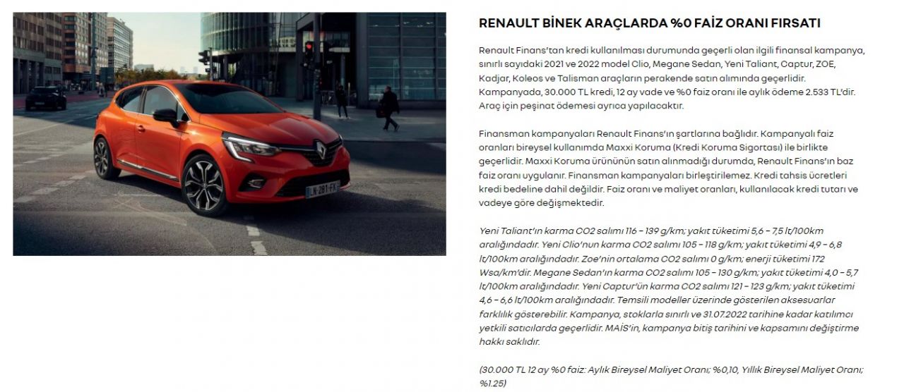 Renault 2 bin 533 TL taksit ödeyenlere faizsiz araç kredisi verecek! Clio, Taliant, Captur 2022 model fiyat listesi 2