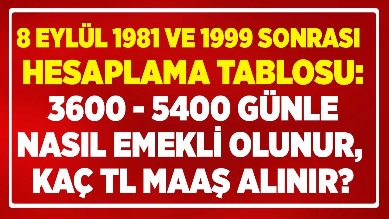 8 Eylül 1981 - 1999 sonrası sigortalılar için emeklilik şartları! 3600 ve 5400 günle emekli olan ne kadar maaş alır, kaç yaşında emekli olunur? 1