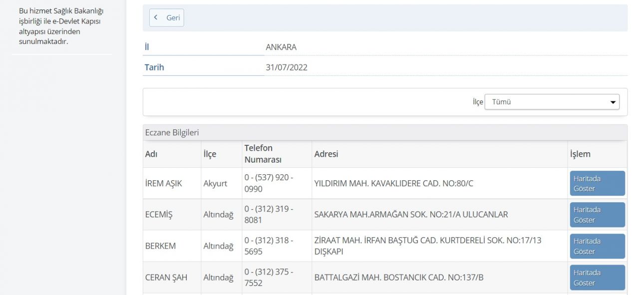 E-devlet nöbetçi eczane sorgulama işlemi nasıl yapılır? 4