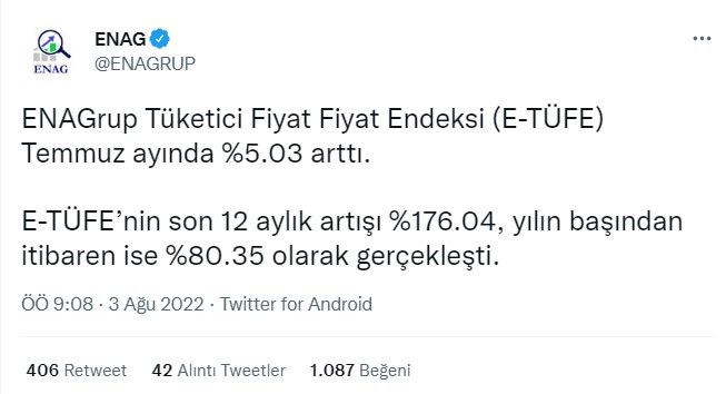 SON DAKİKA: ENAG TÜİK'ten önce açıkladı! ENAG Temmuz 2022 enflasyon rakamları açıklandı 2