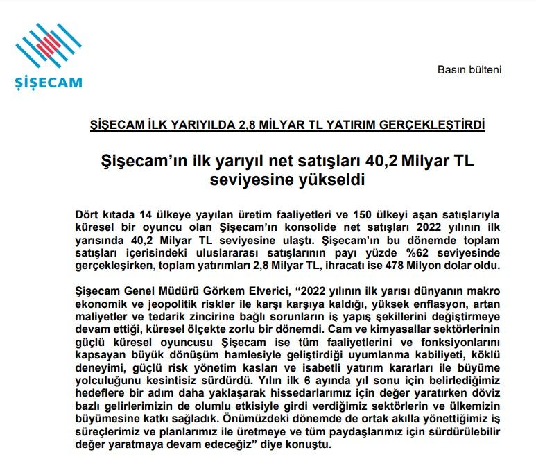 Hisse senedi füze gibi uçuyordu, Şişecam bilançosu açıklandı! SISE Hisse yorumları ile hedef fiyat 2022 ne kadar? 3