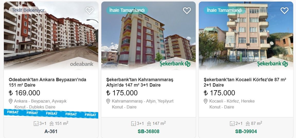 Bankalar satışa çıkardı! Konut fiyatları 70 Bin TL'den başlıyor! 2