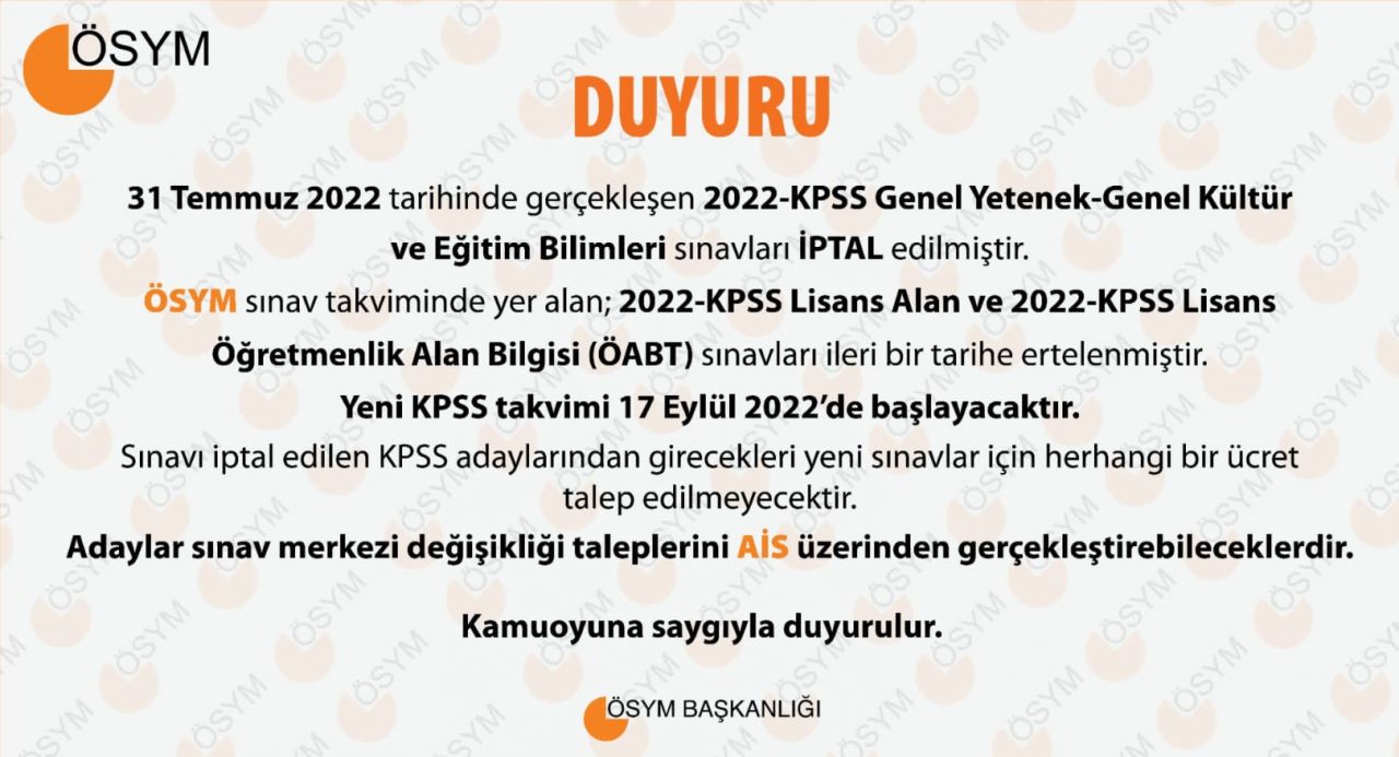 ÖSYM'den son dakika KPSS 2022 sınav tarihi açıklaması! Yeni KPSS takvimi ne demek, sınav 17 Eylül tarihinde mi yapılacak? 2