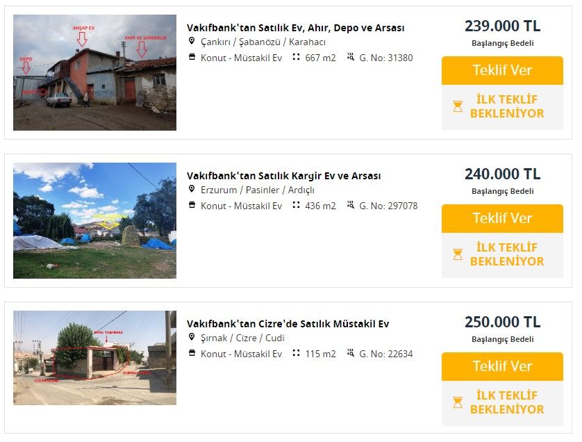 Tamamı 667 M2! Vakıfbank'tan satılık Ev, ahır, depo ve arsası 239.000 TL fiyatla satışta 2