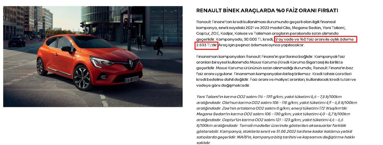 Renault 2.500 TL taksitle sıfır araç satıyor! Clio, Megane Sedan ve Talisman Ağustos 2022 kampanyası 2