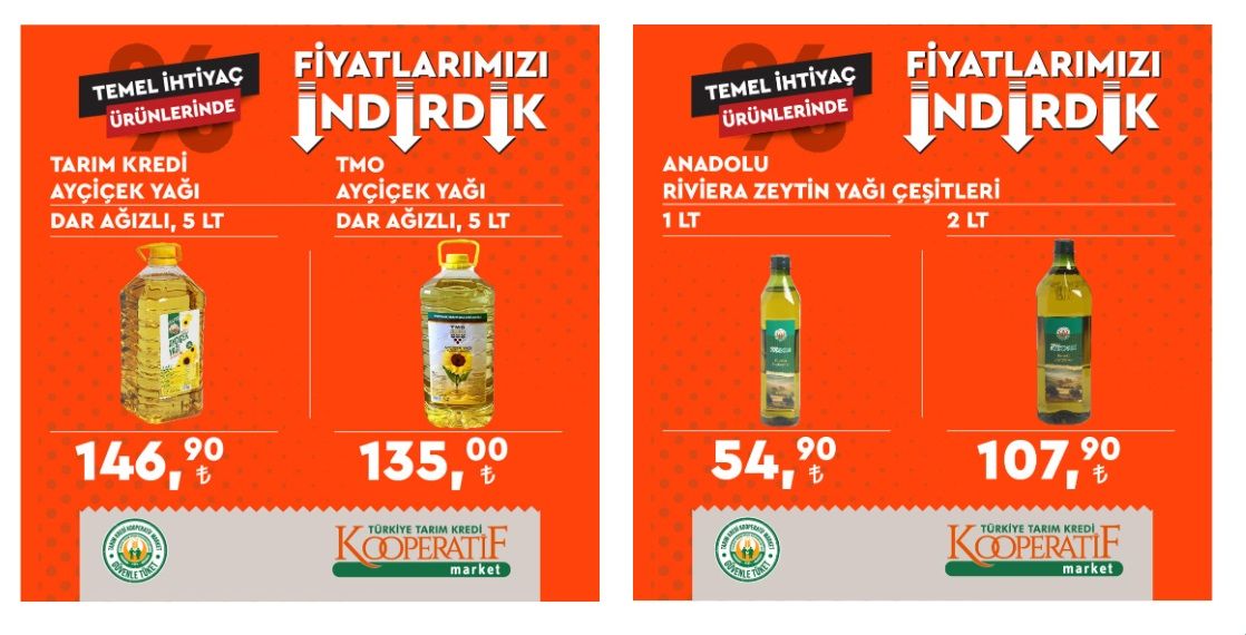 Tarım Kredi Market yeni indirimleri! Ayçiçek yağı, yumurta, süt, peynir, çay, un fiyatları düştü! 6