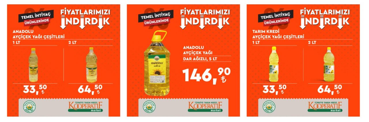 Tarım Kredi Market yeni indirimleri! Ayçiçek yağı, yumurta, süt, peynir, çay, un fiyatları düştü! 5