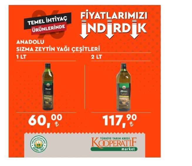 Tarım Kredi Market yeni indirimleri duyurdu: Bebek bezi, tavuk, 30'lu koli yumurta, 5 LT ayçiçek yağı, pirinç, çay, un fiyatları düştü! 12