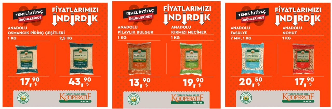 Tarım Kredi Market yeni indirimleri duyurdu: Bebek bezi, tavuk, 30'lu koli yumurta, 5 LT ayçiçek yağı, pirinç, çay, un fiyatları düştü! 10