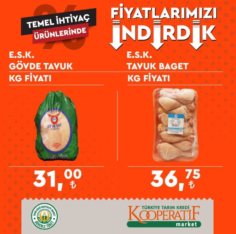 Dev indirim başladı, poşeti ile koşan kapacak! Tarım Kredi Market ESK tavuk fiyatları için indirimi başlattı 2