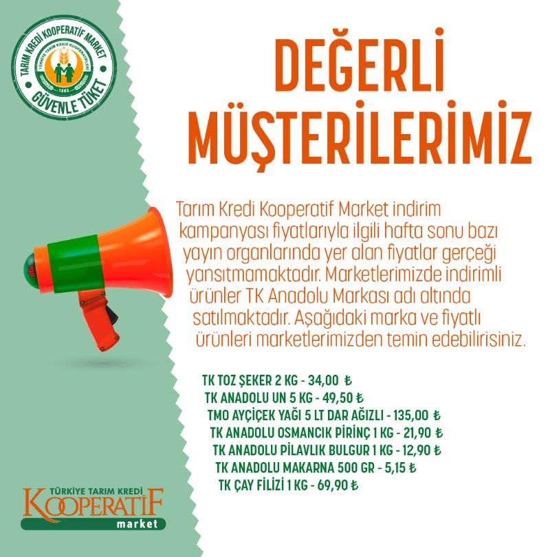 Tarım Kredi bir kere daha indirim furyası başlattı 5 LT TMO yağ fiyatları çakıldı! 19 - 30 Eylül indirim kataloğu ve indirimli ürünler listesi 18