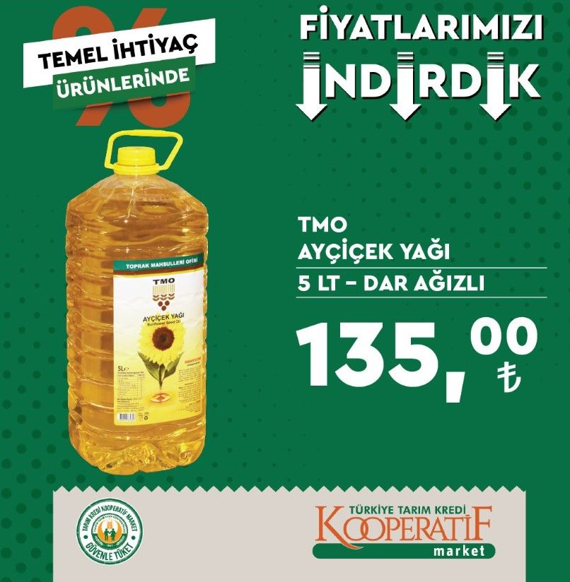 Tarım Kredi bir kere daha indirim furyası başlattı 5 LT TMO yağ fiyatları çakıldı! 19 - 30 Eylül indirim kataloğu ve indirimli ürünler listesi 8