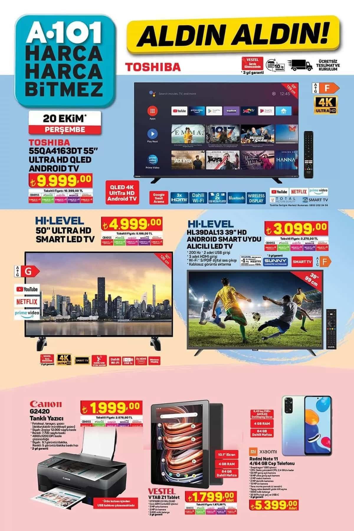 20 Ekim A 101 aktüel kataloğu yayınlandı! 3.000 TL'ye televizyon 1.800 TL'ye tablet 4