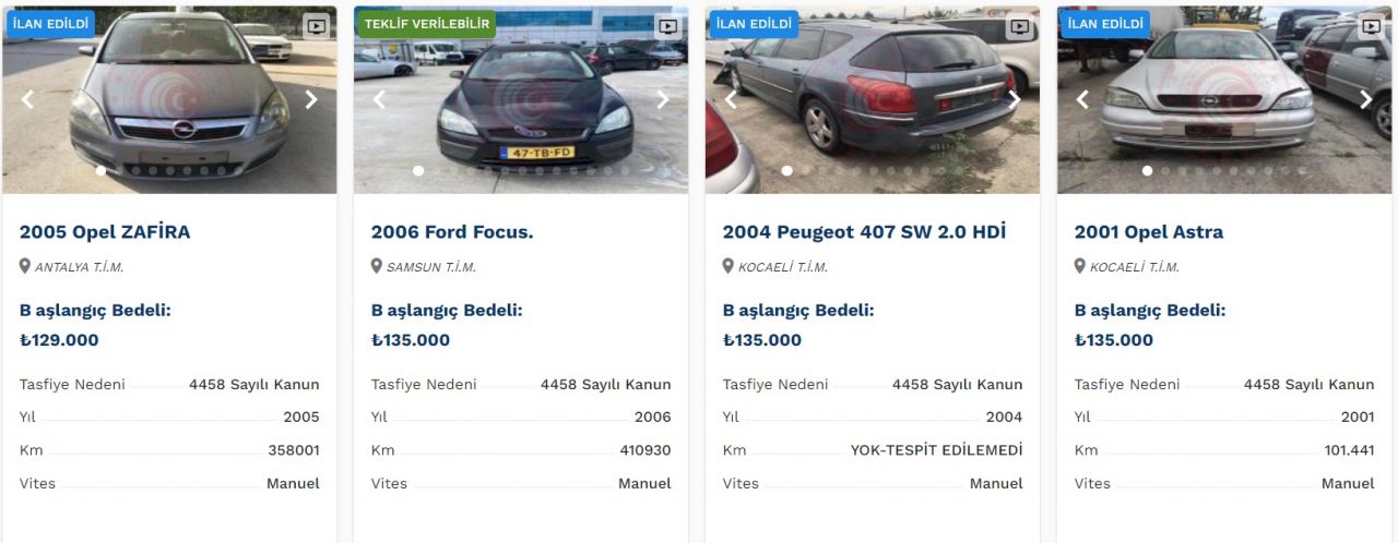 Ucuz 2. el otomobil arayanlar dikkat! Devlet satışa çıkardı, fiyatlar 55 Bin TL'den başlıyor! 10