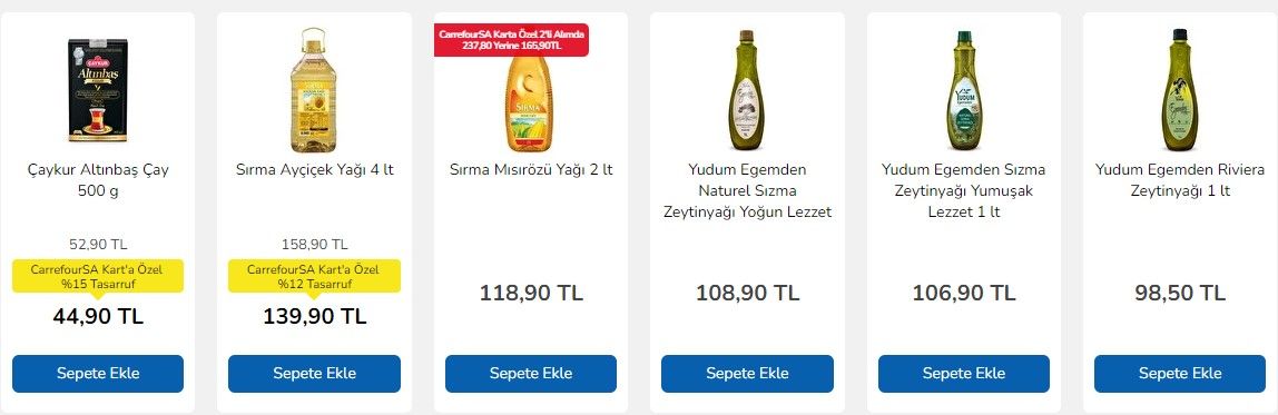 Carrefour çılgın fırsatlar kampanyası başladı Yudum ayçiçek yağı 79.95 lira düştü pirinç salça toz şeker un hepsi ucuzladı 7