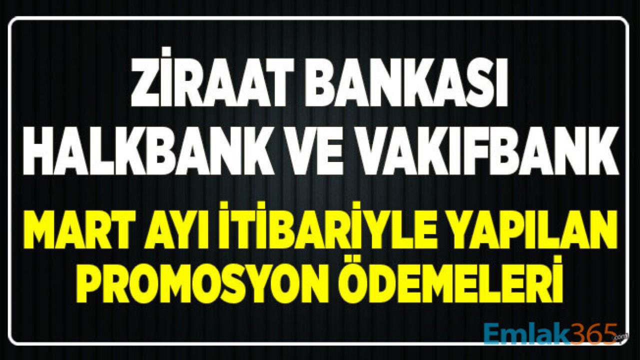 Ziraat Bankası, Halkbank, Vakıfbank Mart Ayı İtibariyle Açıklanan Promosyon Ödeme Tutarları