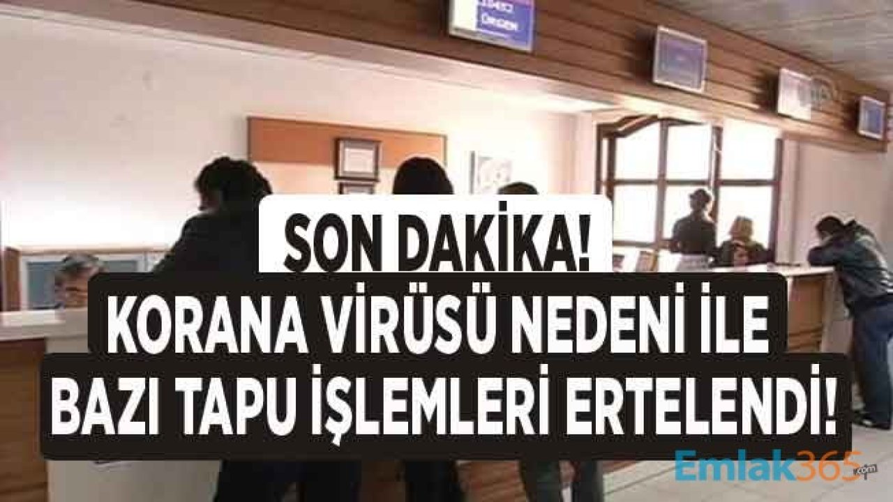 TKGM Yeni Yönetmelik Yayımladı: Corana Virüsü Nedeni İle Bazı Tapu İşlemleri 4 Mayıs Tarihine Kadar Yapılmayacak!