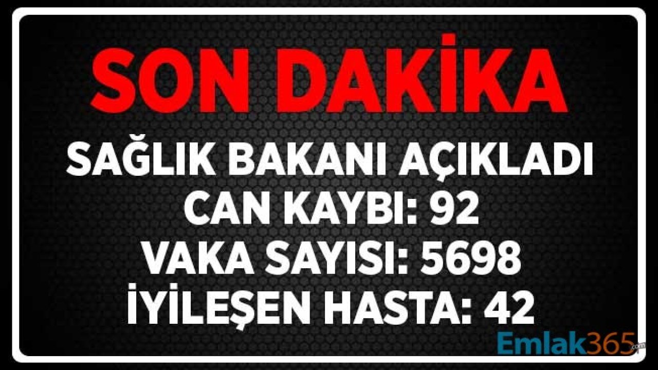 Sağlık Bakanı Koca Koronavirüs Açıklaması! Can Kaybı 92, Vaka Sayısı 5 Bin 698 İyileşen Hasta Sayısı 42