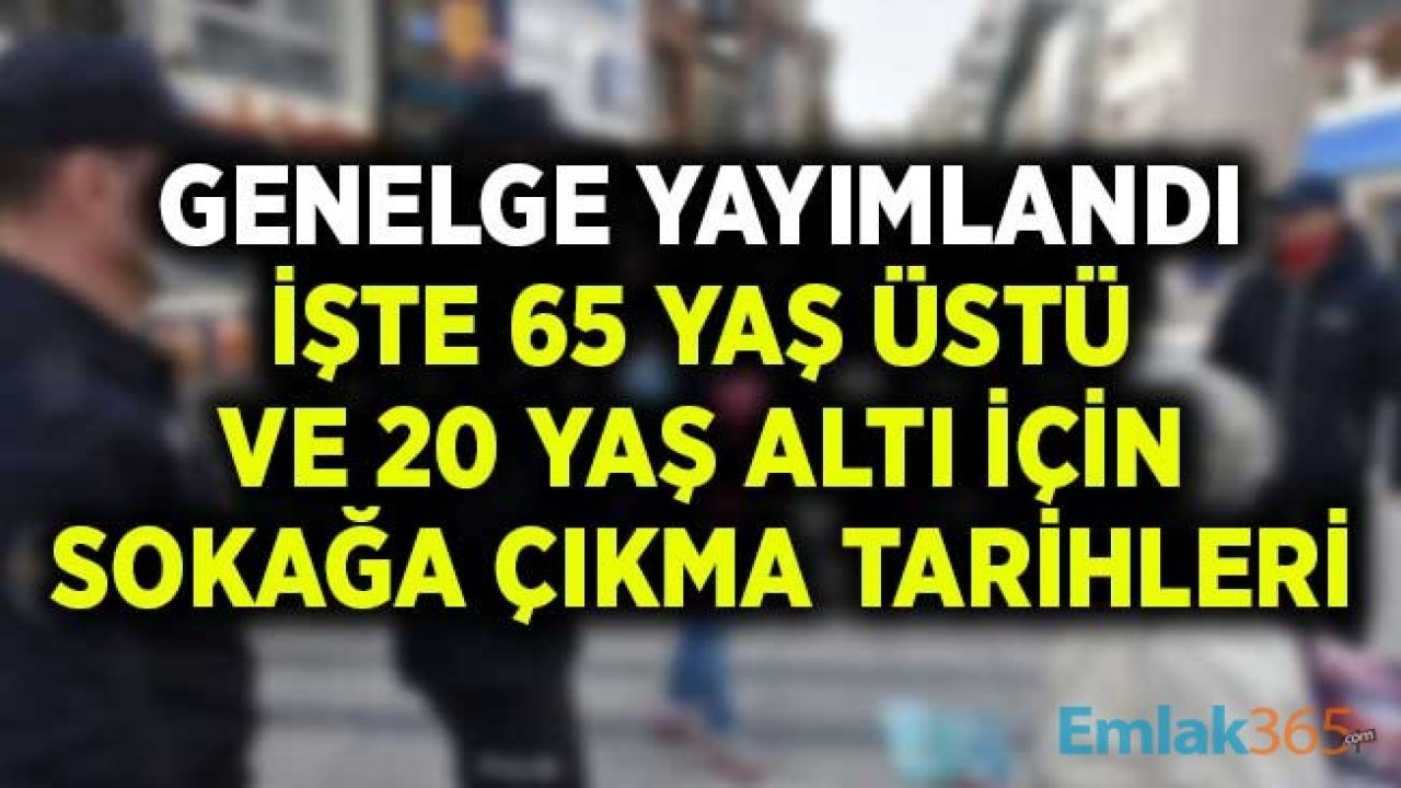 İçişleri Bakanlığı Genelgesi: 65 Yaş Üstü ve 20 Yaş Altı Sokağa Çıkma Tarih ve Saatleri