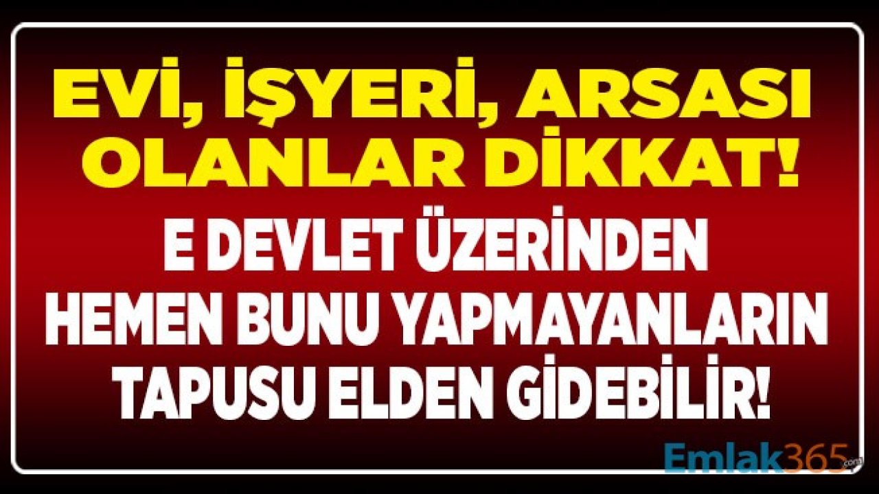 Tapusu Olanlar Dikkat! Tapusu Olan Herkesi İlgilendiriyor: E Devlet Üzerinden TKGM Tapu SMS Kaydı Yapmayanların Evleri Habersiz Satılabilir