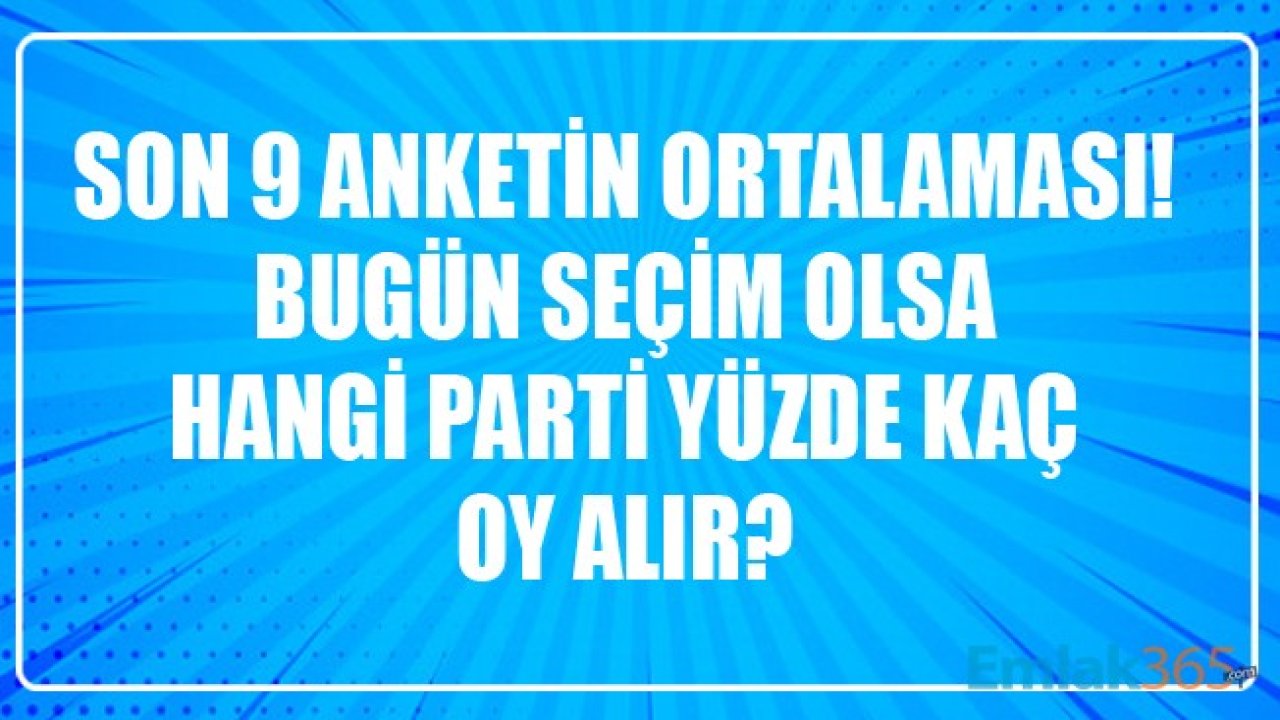 Haziran Ve Temmuz 2020'de Yapılan Son 9 Seçim Anketinin Ortalamasına Göre Bugün Seçim Olsa AK Parti, CHP, HDP, İYİ Parti Ve MHP Yüzde Kaç Oy Alır?