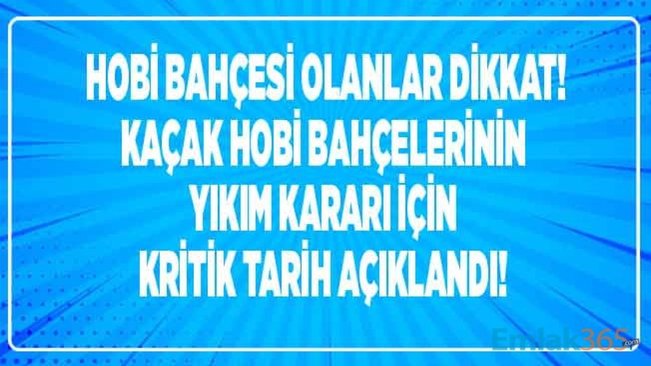 Hobi Bahçesi Olanlar Dikkat! İzinsiz Bahçelerin Yıkım Kararı İçin Yasa Teklifi Meclis Açıldığı Anda Gündeme Gelecek