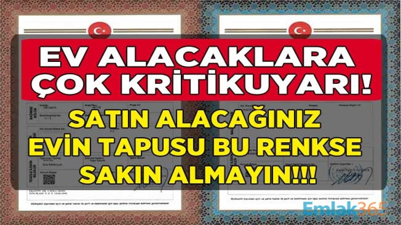 Ev Almak İsteyenlere Çok Kritik Uyarı! Tapular Renklendi, Sakın Tapusu Bu Renk Olan Evi Almayın