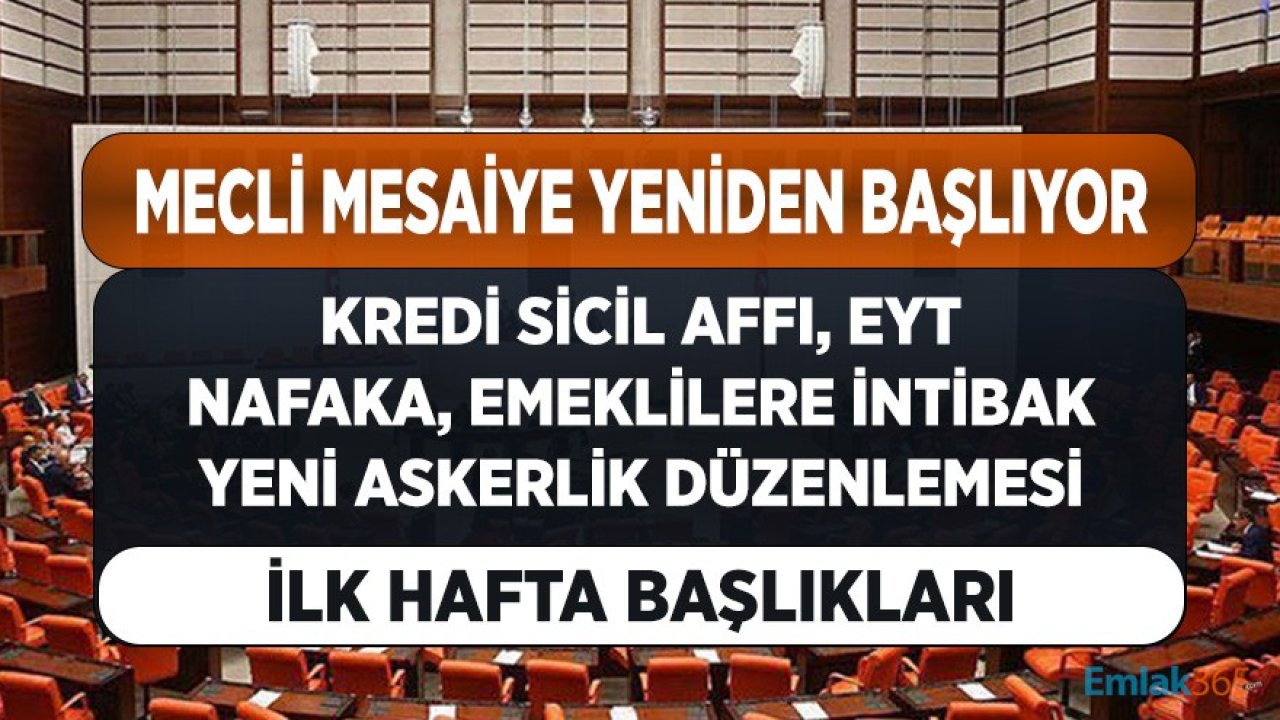 Meclis Mesaiye Başlıyor İlk Hafta Başlıkları! Kredi Sicil Affı, EYT, Emeklilere İntibak, Nafaka, Yeni Askerlik