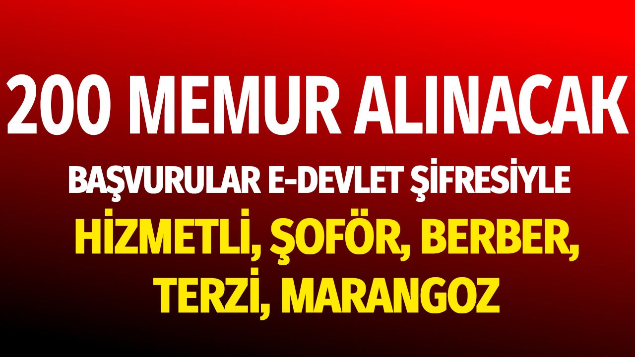 Hizmetli, Aşçı, Berber, Şoför, Terzi, Marangoz! MSB 200 Memur Alıyor