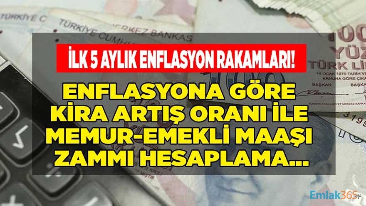 Açıklanan İlk 5 Aylık Enflasyon Rakamları ile Resmi Kira Artışı ile Memur, Emekli Maaşı Zam Oranı Hesaplama!