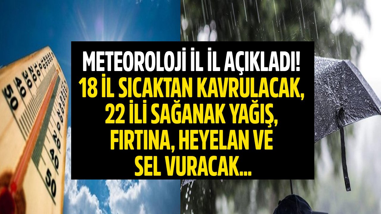 Meteoroloji İl İl Açıkladı! 22 İle Çok Kuvvetli Sağanak Yağış, Heyelan, Sel, Yıldırım, Fırtına