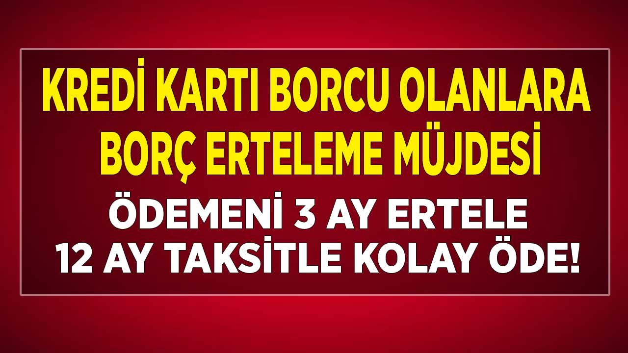 Kredi Kartı Borcu Olanlara Borç Erteleme Müjdesi! 3 Ay Borç Erteleme, 12 Ay Taksitlendirme
