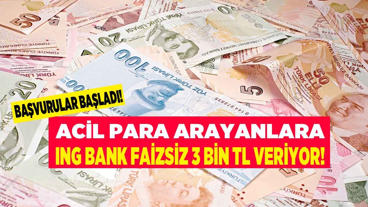 Acil Para Arayanlar Dikkat! ING Bank 12 Ay Taksitle Faizsiz Peşin Fiyatına 3 Bin TL Kredi Veriyor
