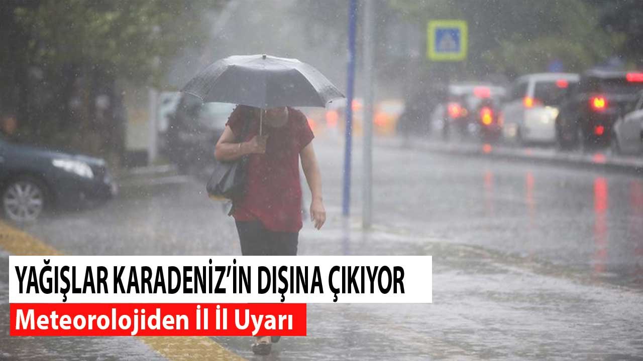 Yağışlar Karadeniz'in Dışına Çıkıyor! Meteorolojiden İl İl Uyarı Haritası