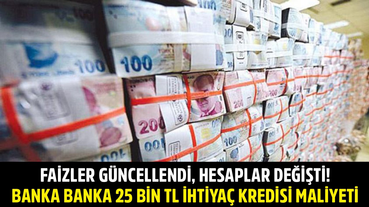 Faizler Güncellendi, Taksitler Değişti! Halkbank, Akbank, Garanti, İş, ING 25 Bin TL İhtiyaç Kredisi Maliyet Hesaplama