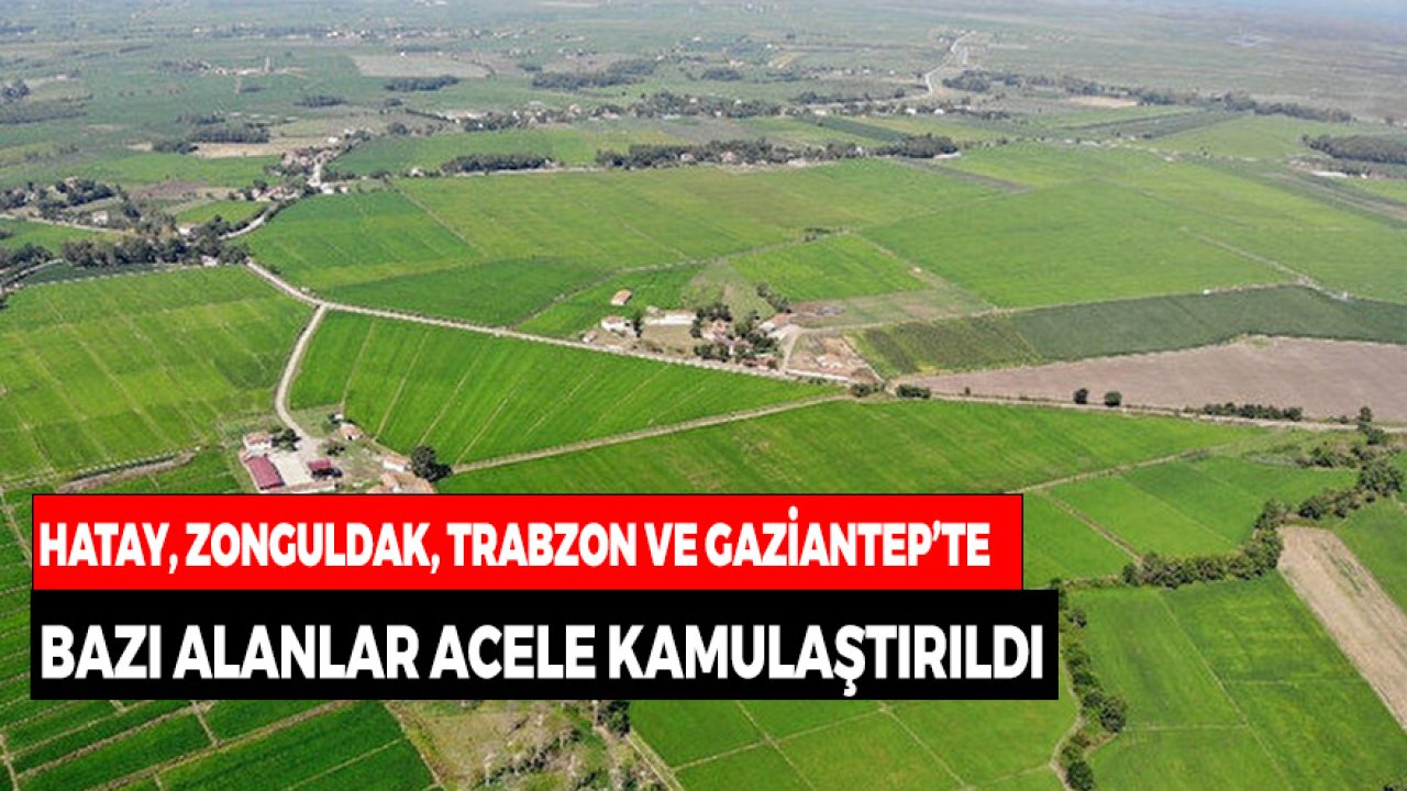 Trabzon, Gaziantep, Zonguldak, Hatay'da Bazı Alanlar için Acele Kamulaştırma Kararları