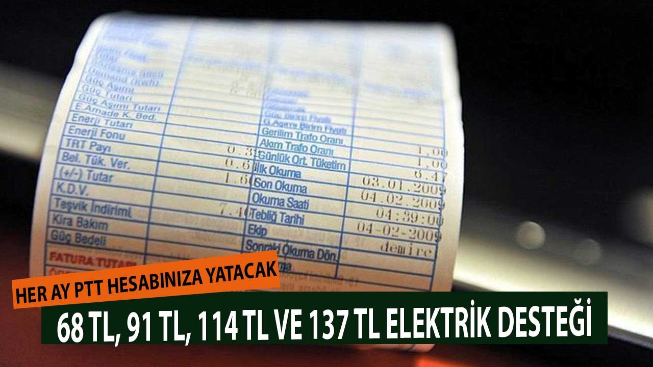 Eylül Ayı Başvuruları Açıldı! Onaylanırsa 68 TL, 91 TL, 137 TL Elektrik Desteği PTT Hesabınızda