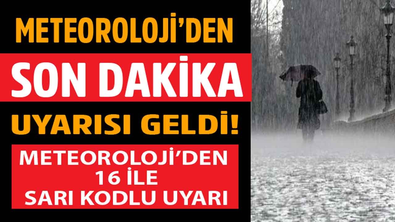 Meteoroloji Sarı Kodlu Uyarı Yayımladı! 16 İl Gök Gürültülü Sağanak Yağış ve Fırtına Tehdidi Altında