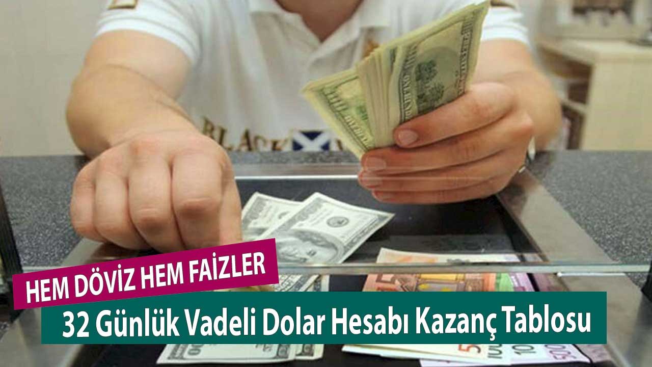 Hem Döviz Hem Faizler Kazandırıyor! 32 Günlük Vadeli Dolar Hesabı Kazanç Tablosu