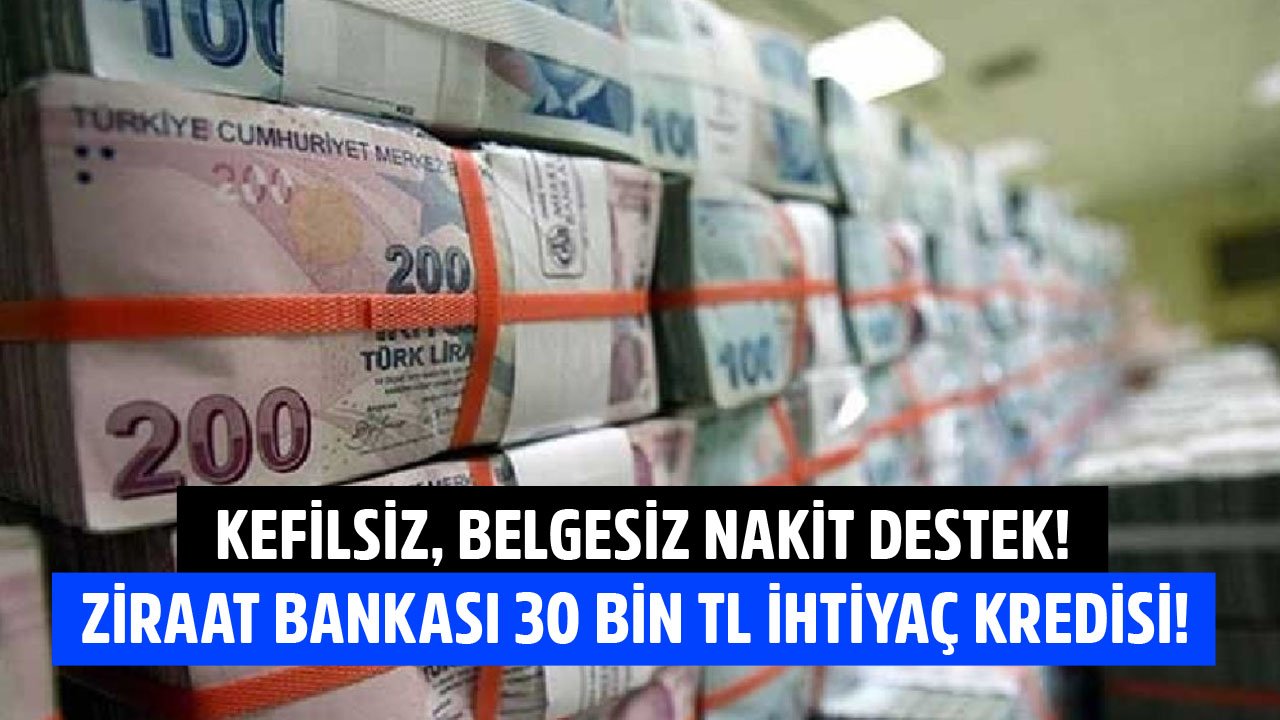 Başvuranlara Kefilsiz, Belgesiz Nakit Destek! Ziraat Bankası 30 Bin TL İhtiyaç Kredisi Kampanyası!