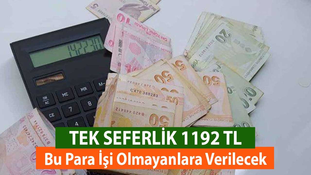 Tek Seferlik 1192 TL! Bu Para İşi Olmayanlara Verilecek