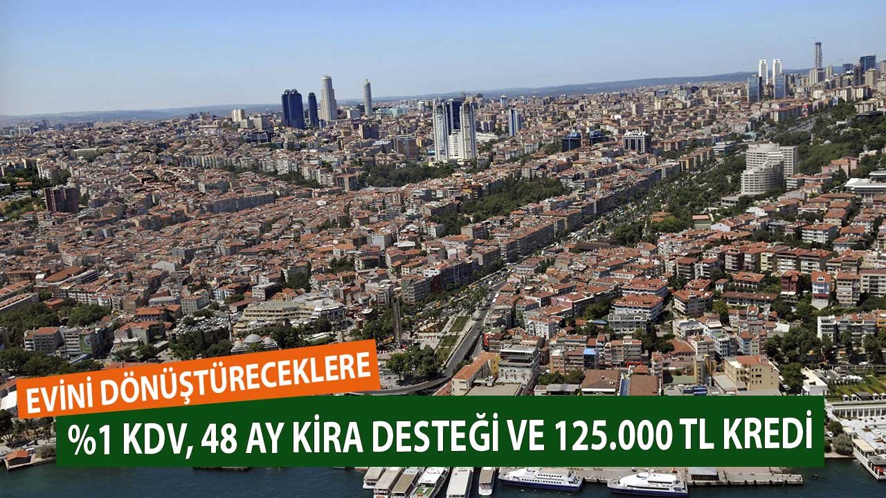 Evini Dönüştürmek İsteyene! Yüzde 1 KDV, 48 Ay Kira Desteği, 120 Ay Vadeli 125.000 TL Kentsel Dönüşüm Kredisi