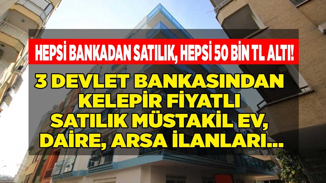 Hepsi Bankalardan Satılık, Hepsi 50 Bin TL Altı! Vakıfbank, Halkbank Ziraat Bankası Satılık Arsa, Tarla, Daire İlanları