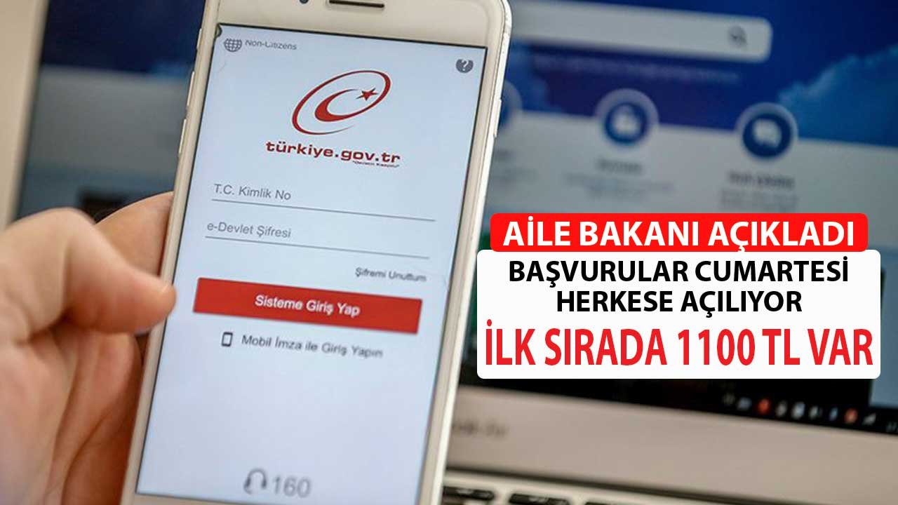 Aile Bakanı Yanık Açıkladı! Başvurular Cumartesi Herkese e-Devlet'ten Açılıyor İlk Sırada 1100 TL Yardım Başvurusu Var